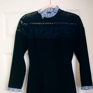 Sandro Navy ruffle Dress Size 0 New without tag